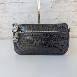 Brighton Black Croc-Embossed Clutch